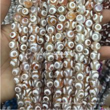 New Arrivals Round 4mm Faceted White Dzi Beads Eyes CZ Stone Gemstone Beads